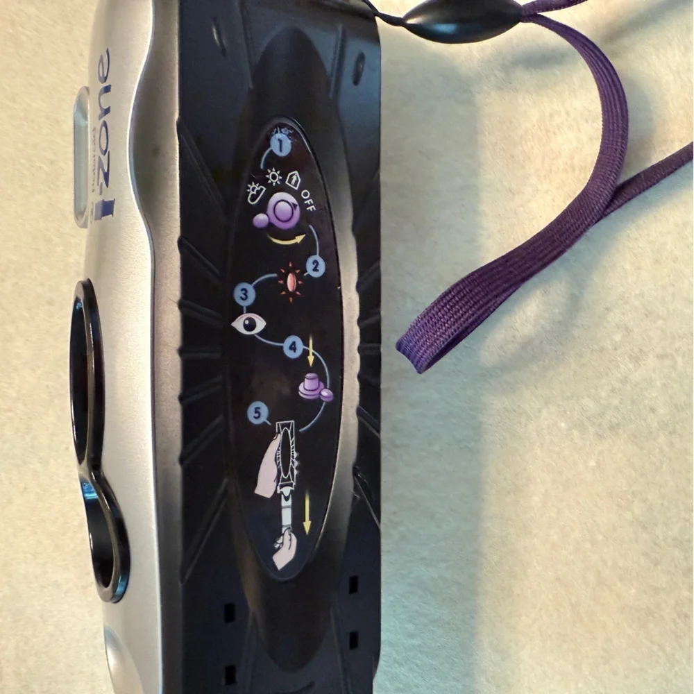 Polaroid i-Zone Silver and Black Camera with Purple Strap